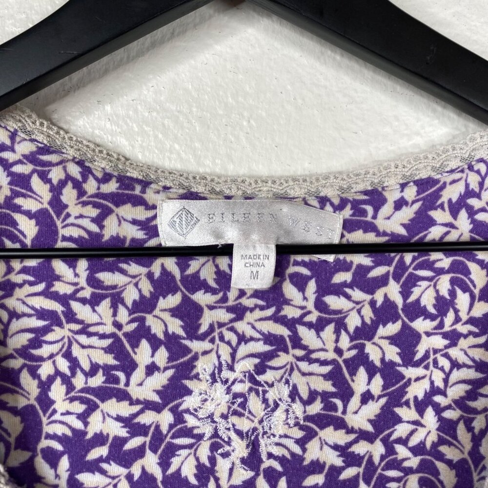 Eileen West Nightgown Women's Purple Floral Sweetheart Neck Modal Grandma Size M - Picture 3 of 12